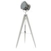 Podlahová lampa TRIPOD na bílé trojnožce s chromovaným stínítkem 153cm