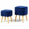 Sada sametových taburetek ROY - tmavě modré