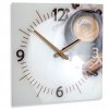 Skleněné hodiny na zeď KÁVA - čtvercové
