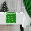 Zelený Vánoční běhoun na stůl s vločkami