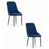 Sada sametových jídelních židlí CAPRI - tmavě modré