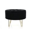 Sametová taburetka ALIA L - černá zlaté nohy