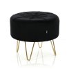Sametová taburetka ALIA M - černá zlaté nohy