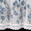 Kuchyňská záclonka POLA s potiskem modrých květů a krajkou 150x30cm