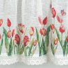 Kuchyňská záclonka STELLA s potiskem tulipánů a krajkou 150x30cm