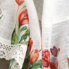 Kuchyňská záclonka STELLA s potiskem tulipánů a krajkou 150x30cm