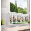 Kuchyňská záclonka STELLA s potiskem tulipánů a krajkou 150x30cm