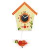 5404 2 detske nastenne hodiny oranzova budka s kyvadlom