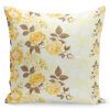 Dekorační povlak na polštář béžový se žlutooranžovými růžičkami JMD - 028