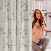 Stínicí sametový závěs SELENA s potiskem květin - krémový