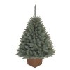 Umělý Vánoční stromek Smrk stříbrný v hnědém čtvercovém květináči