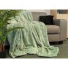 Pistáciově zelená deka s reliéfním rostlinným vzorem0