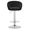 Sametová barová židle EAST - černá (chromová noha)