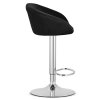 Sametová barová židle EAST - černá (chromová noha)