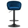 Sametová barová židle EAST - tmavě modrá (černá noha)