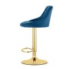 Sametová barová židle KAST - tmavě modrá (zlatá noha)