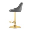Sametová barová židle KAST - tmavě šedá (zlatá noha)