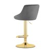 Sametová barová židle KAST - tmavě šedá (zlatá noha)