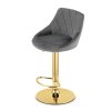 Sametová barová židle KAST - tmavě šedá (zlatá noha)