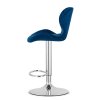 Sametová barová židle WEST - tmavě modrá (chromová noha)