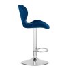 Sametová barová židle WEST - tmavě modrá (chromová noha)