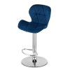 Sametová barová židle WEST - tmavě modrá (chromová noha)