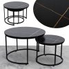 Set kulatých kávových stolků 70 50cm 2ks Černý mramor