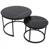 Set kulatých kávových stolků 70 50cm 2ks Černý mramor2