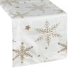 361034 1 vianocny zamatovy behun na stol v bielej farbe so zlatymi vlockami 40 x 140 cm