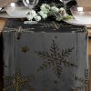 361046 vianocny zamatovy behun na stol v ciernej farbe so zlatymi vlockami 40 x 140 cm