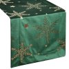 361028 1 vianocny zamatovy behun na stol v zelenej farbe so zlatymi vlockami 40 x 140 cm