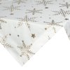 361031 1 vianocny zamatovy obrus na stol v bielej farbe so zlatymi vlockami 85 x 85 cm