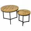 Set kulatých kávových stolků Industrial 60 40cm 2ks Dub 1