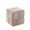 Designová jednomístná žinylková čalouněná taburetka ve tvaru kostky cappuccino