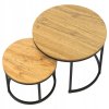Set kulatých 2ks kávových stolků 70 50cm 2ks Dub přírodní