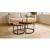 Set kulatých 2ks kávových stolků 70 50cm 2ks Dub přírodní 5
