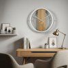 Kulaté nástěnné hodiny LOFT OVAL s dubovým dřevem 50 cm – bílé 1