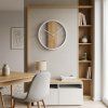 Kulaté nástěnné hodiny LOFT OVAL s dubovým dřevem 50 cm – bílé 3