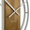 Kulaté nástěnné hodiny LOFT OVAL s dubovým dřevem 50 cm – bílé 5