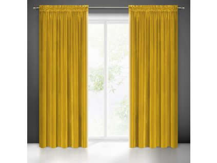 Díszfüggöny SAMANTA ráncolószalaggal - mustár