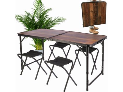 Kemping összecsukható készlet - barna