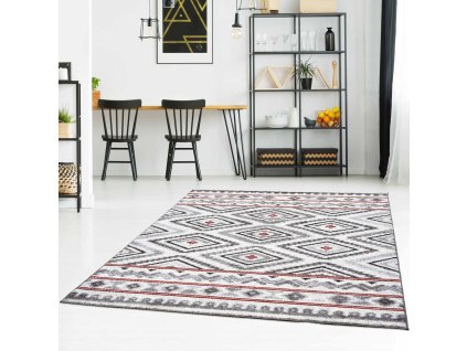 Modern szőnyeg MODA SOFT szürke piros 1129