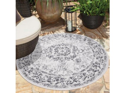 Kerek kétoldalas tersa szőnyeg DuoRug 5577 szürke