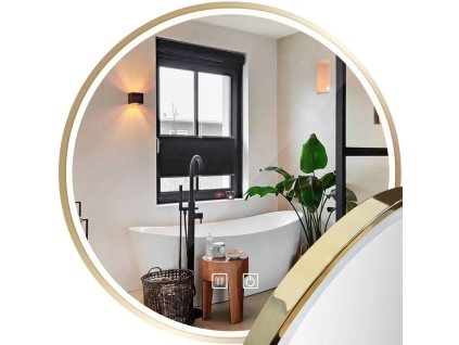 Kerek LED-es tükör arany kerettel 50cm 2