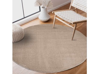 Kerek szőnyeg hosszú szálú SOFTSHINE bézs színű