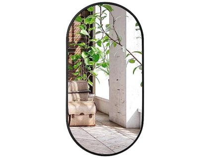 Ovális tükör 80x40cm fekete kerettel