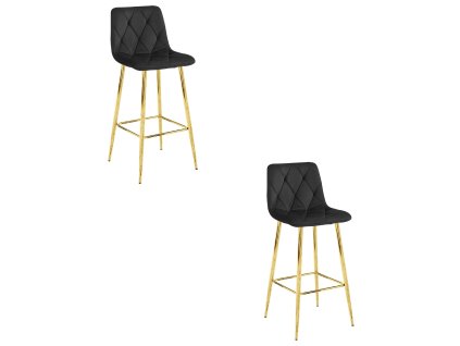 2 db NADO bárszék készlet - fekete / arany lábakkal
