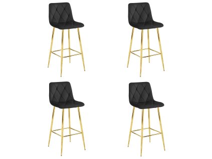 4 db NADO bárszék készlet - fekete / arany lábakkal