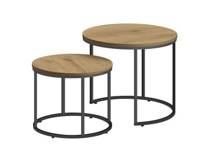 2 db dohányzóasztal készlet - tölgy / fekete lábak