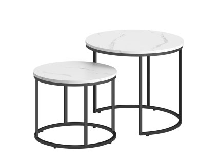 2 dohányzóasztal készlet - márvány / fekete lábak